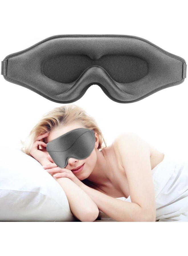 ChicAbode Sleep Mask,Total Blackout 3D Sleeping Mask, Super Lightweight & Silky Soft Eye Mask for Sleeping, Fully Adjustable Fit for Home, Office, Traveling, Meditation, Yoga, Gray - Image 1